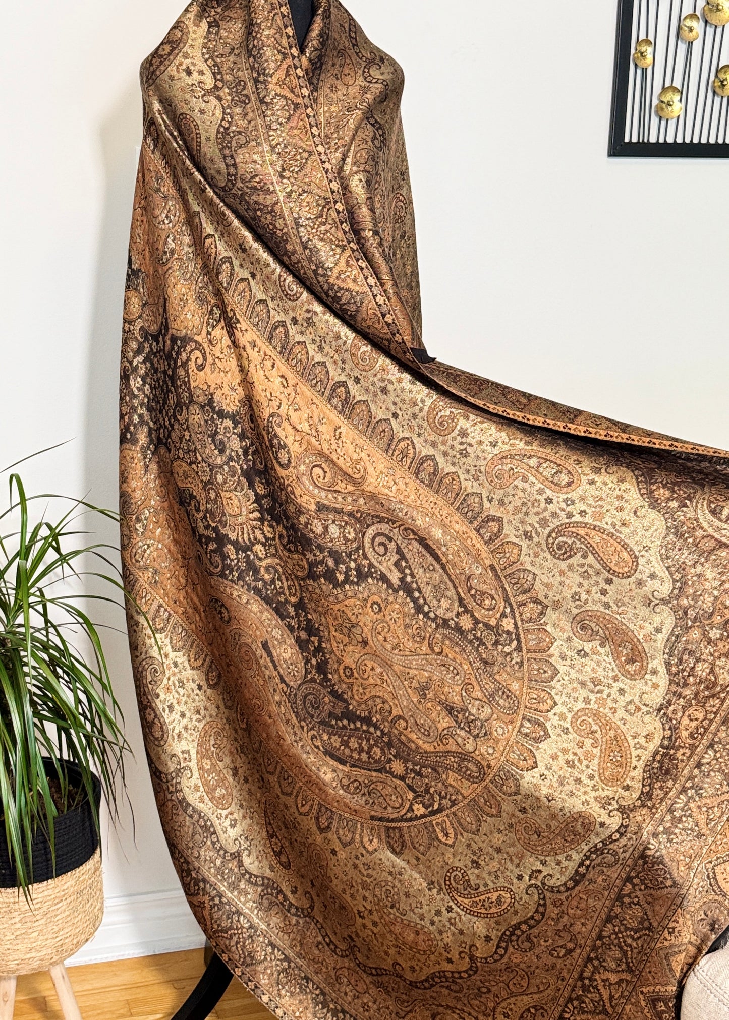 Reversible moonlight kani silk shawl