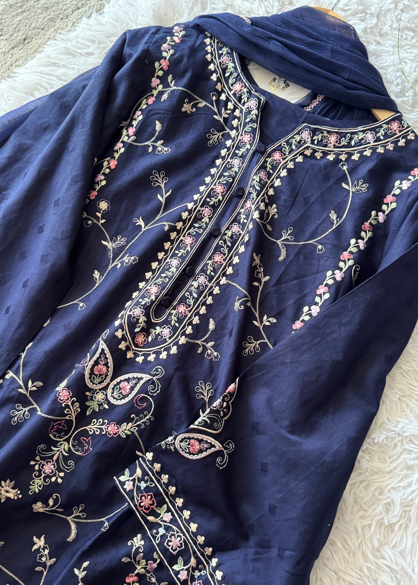 Lawn embroidered suit- Agha Noor