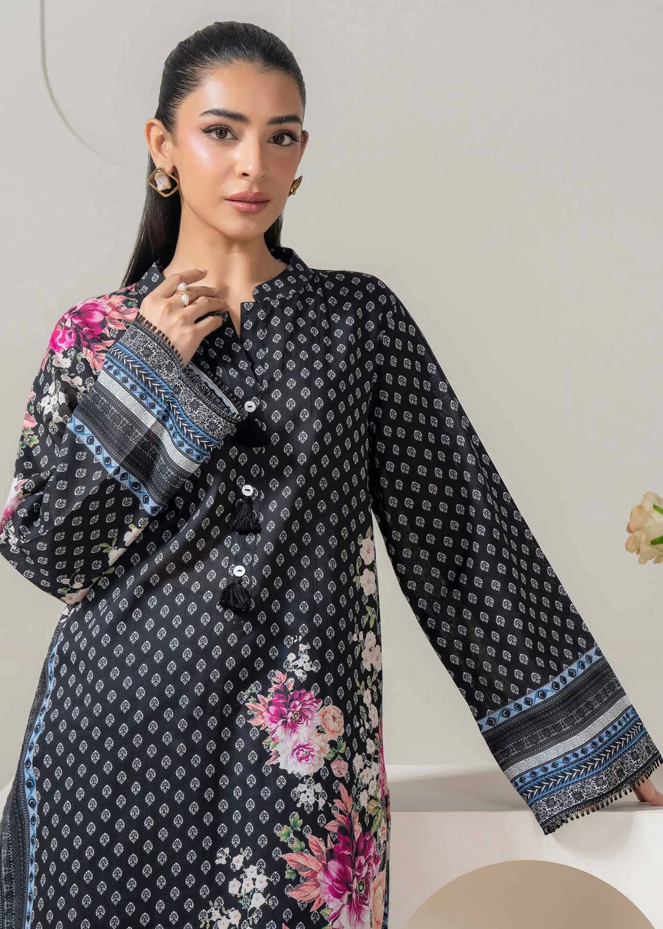 Printed lawn shirt- Limelight