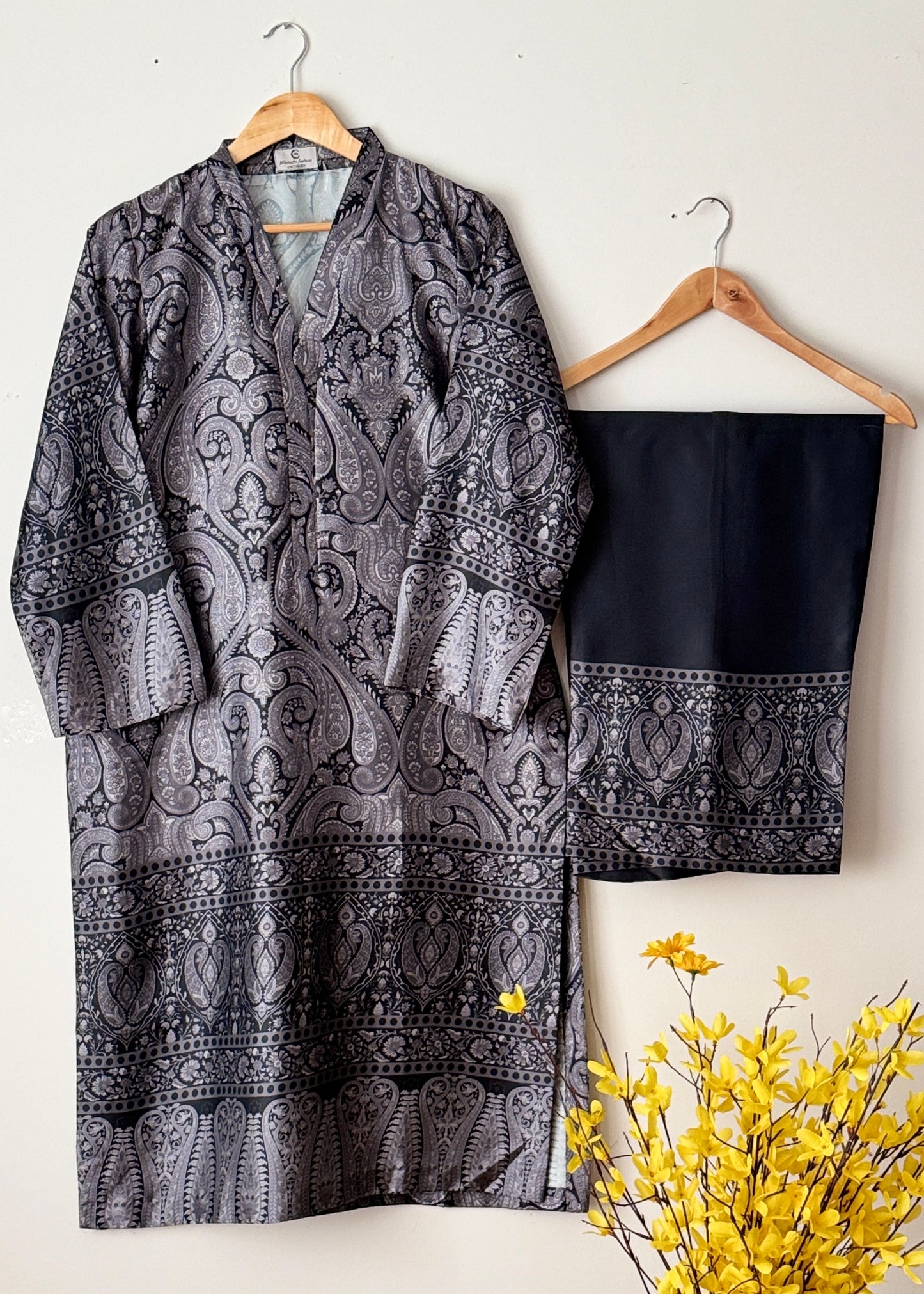 Printed silk suit