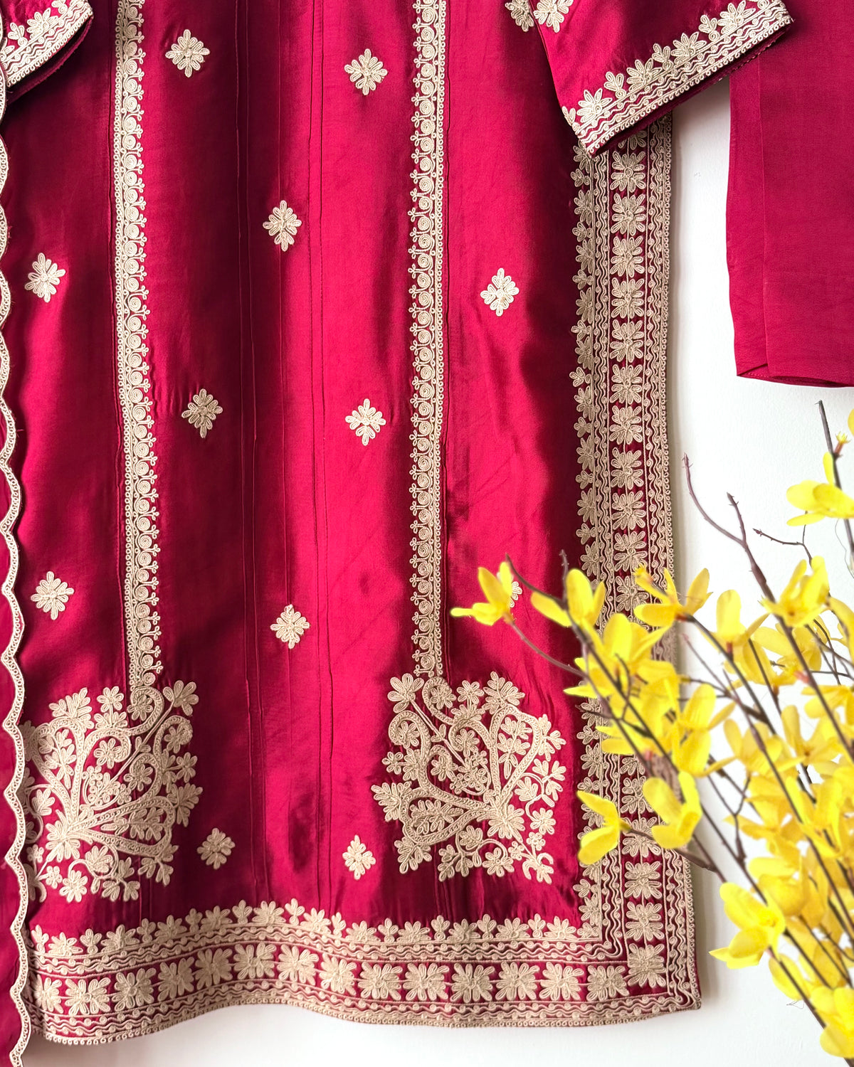 Ruby - Embroidered Sheesha silk