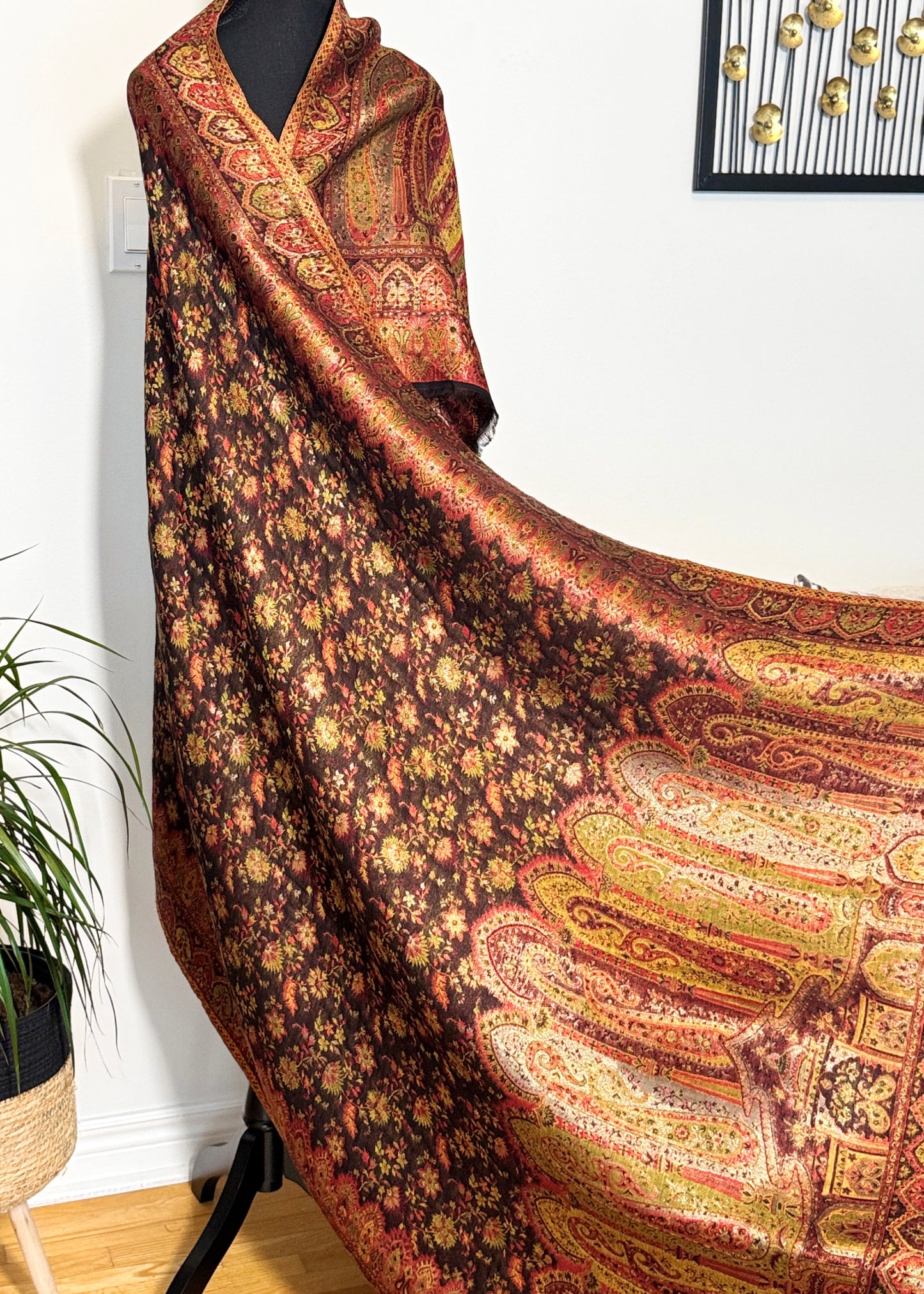 Reversible moonlight kani silk shawl