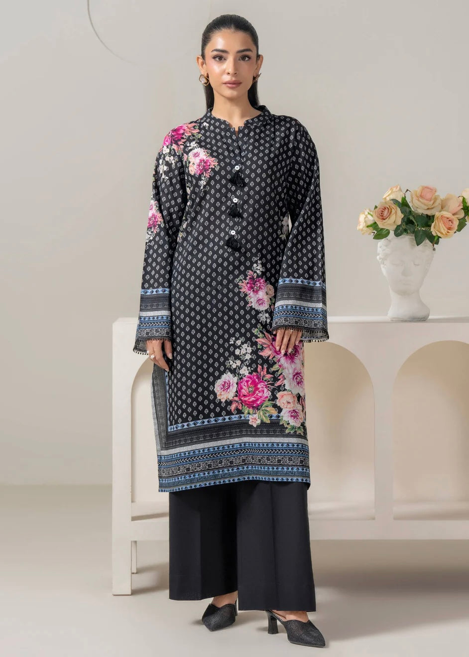 Printed lawn shirt- Limelight