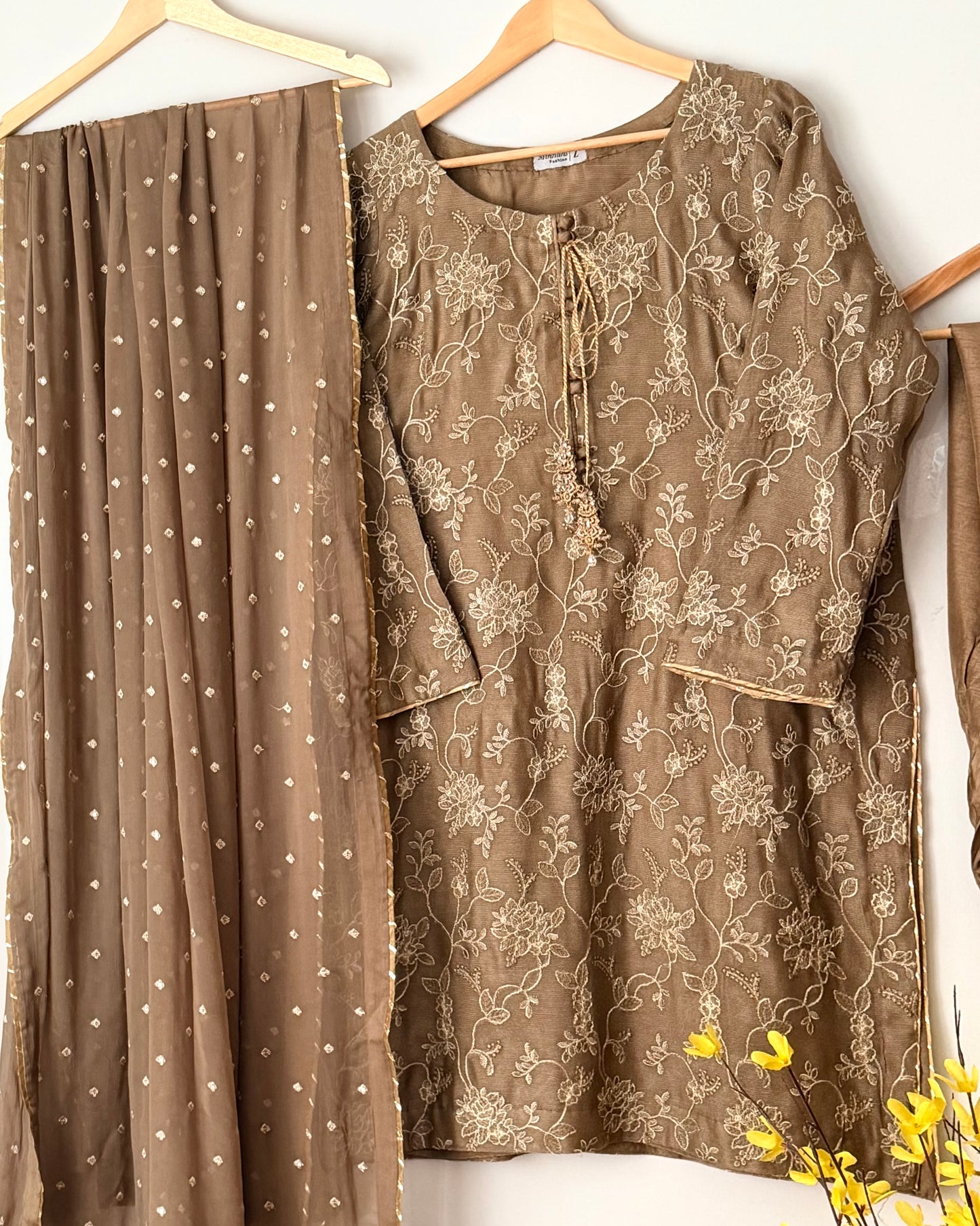 Zareen - Embroidered khaadi net