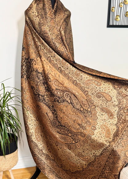 Reversible moonlight kani silk shawl