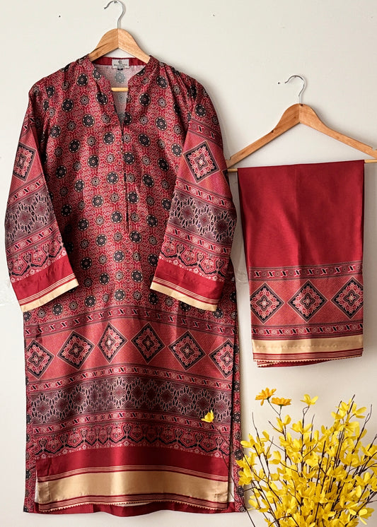 Printed silk suit