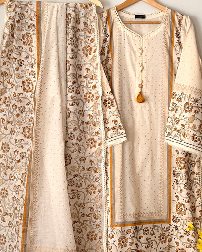 Block printed kora cotton - Agha noor
