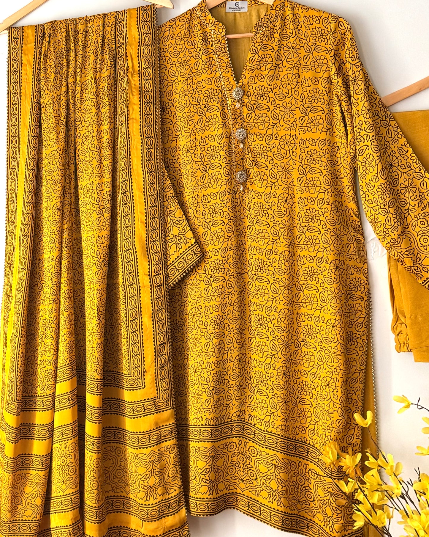 Ajrak print shamoze silk