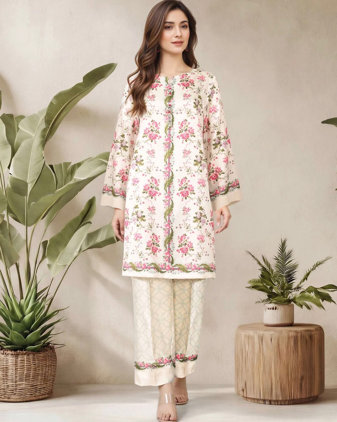 Silk embellished coord set