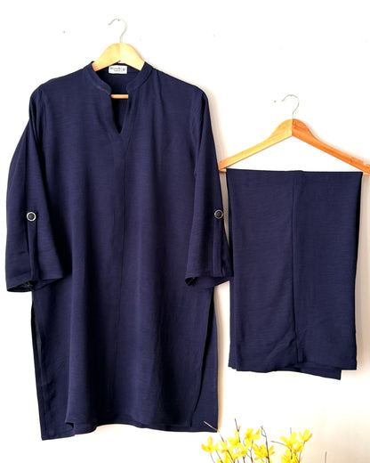 Cloud textured drape - Navy