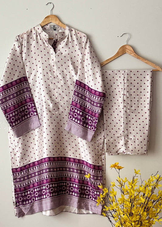 Printed silk suit
