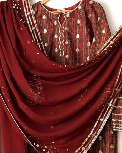 Raw silk embroidered- Jazmin