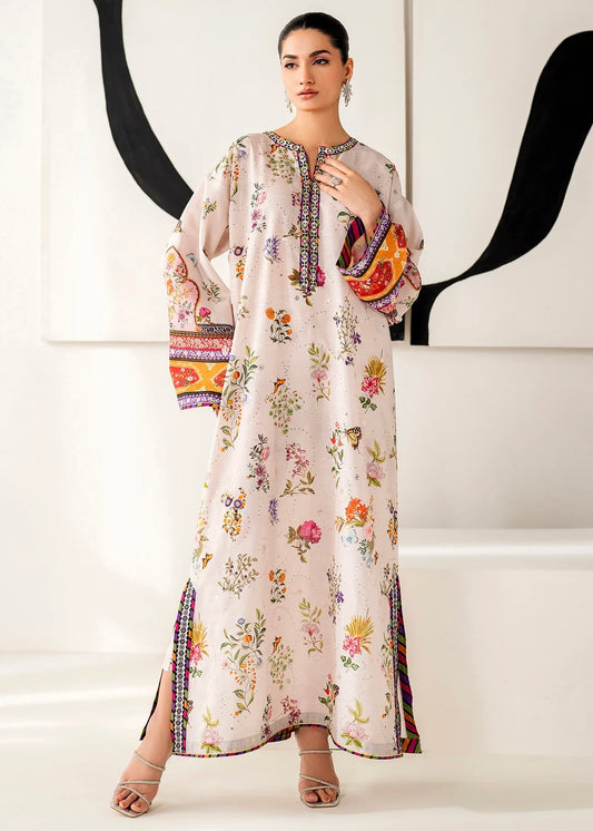 Raw silk embroidered kaftan - Baroque