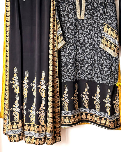 Noor -e- silk(E)- Block printed Korean shamoze
