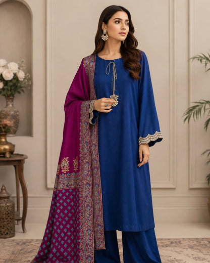 Indigo  - Korean raw silk