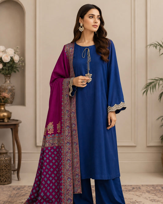 Indigo  - Korean raw silk
