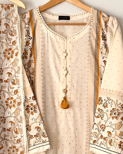 Block printed kora cotton - Agha noor