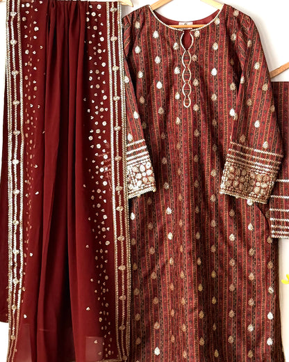 Raw silk embroidered- Jazmin