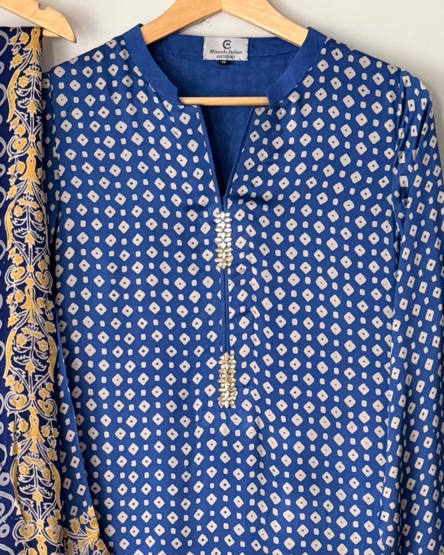 Noor -e- silk(E) Block printed Korean shamoze