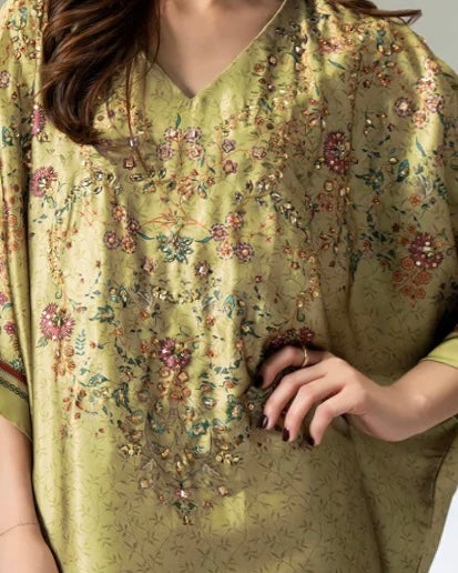 Embellished silk kaftan  - Limelight