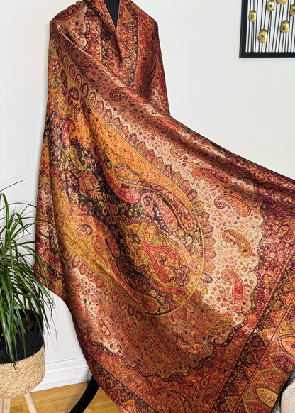 Reversible moonlight kani silk shawl
