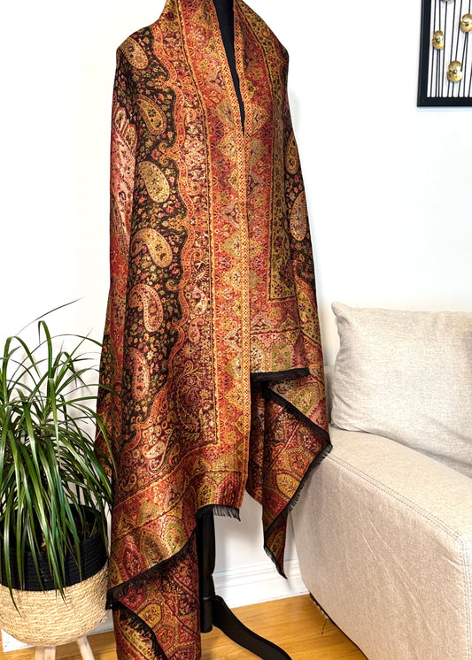 Reversible moonlight kani silk shawl