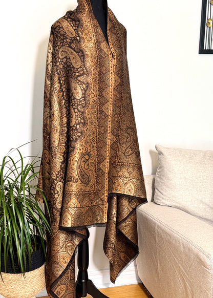 Reversible moonlight kani silk shawl