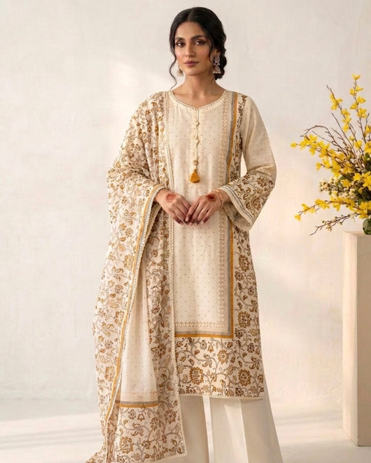 Block printed kora cotton - Agha noor