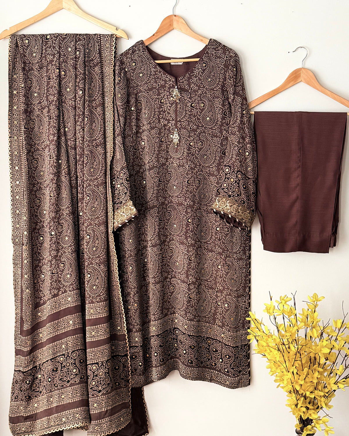 Ajrak Kamdani silk suit