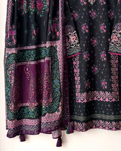 Lawn embroidered suit - Sapphire