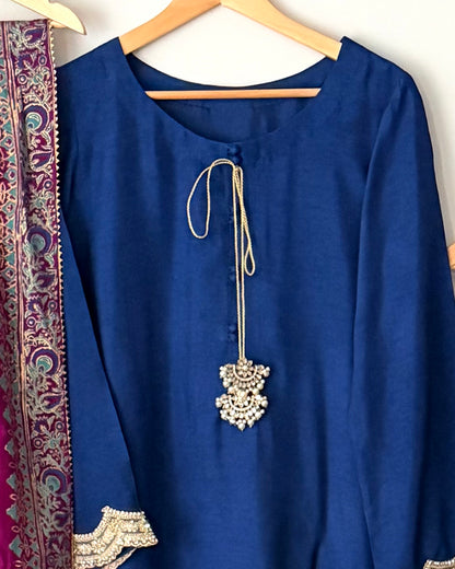 Indigo  - Korean raw silk
