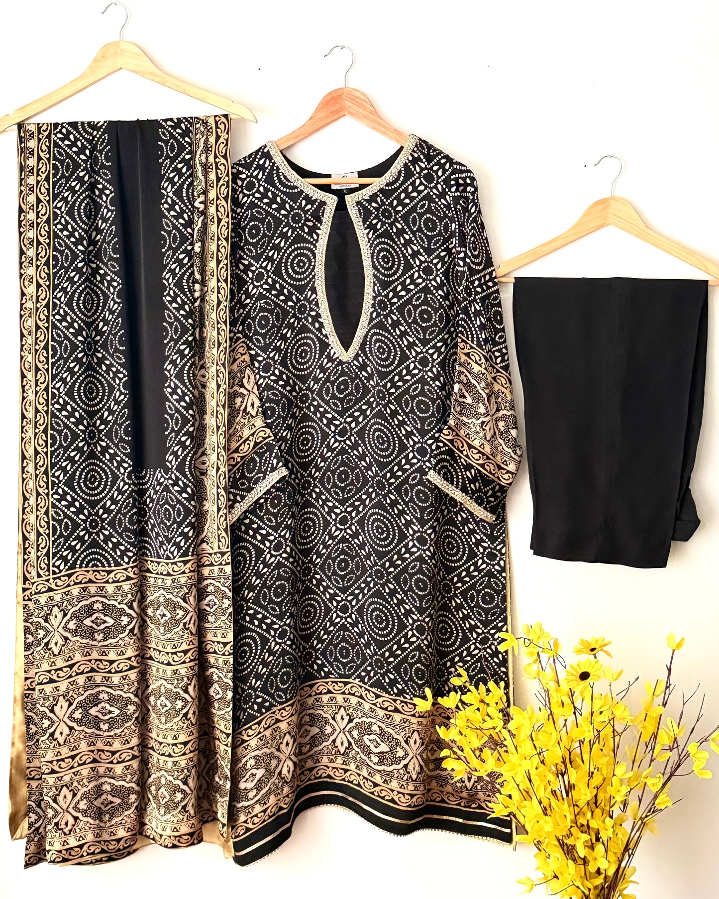 Noor -e- silk(A) -  Block printed Korean shamoze