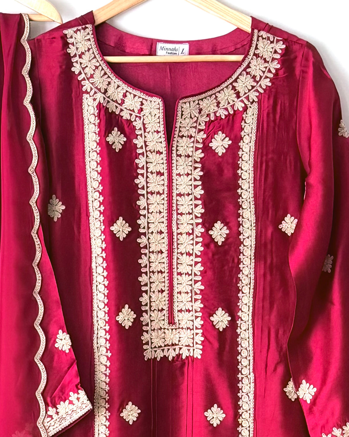 Ruby - Embroidered Sheesha silk