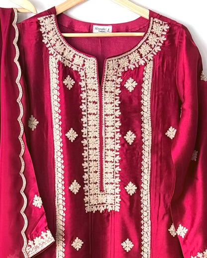 Ruby - Embroidered Sheesha silk