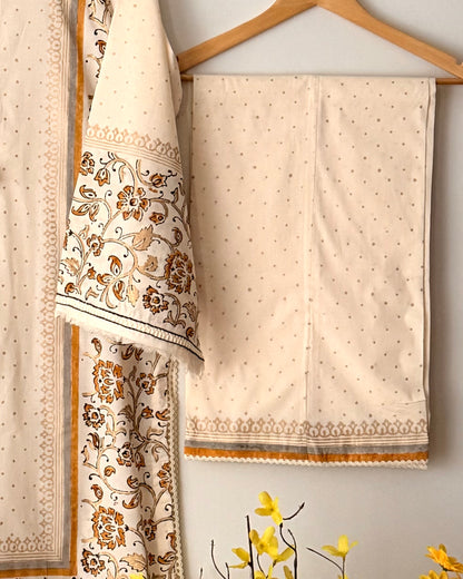 Block printed kora cotton - Agha noor