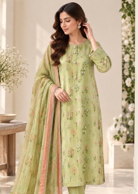 Printed crepe silk suit