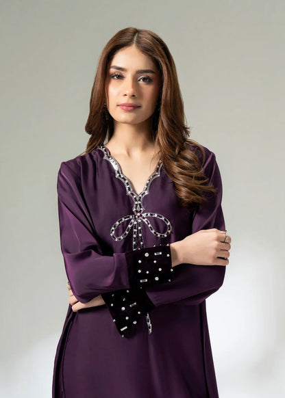 Silk embellished long shirt -Limelight