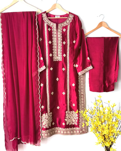Ruby - Embroidered Sheesha silk