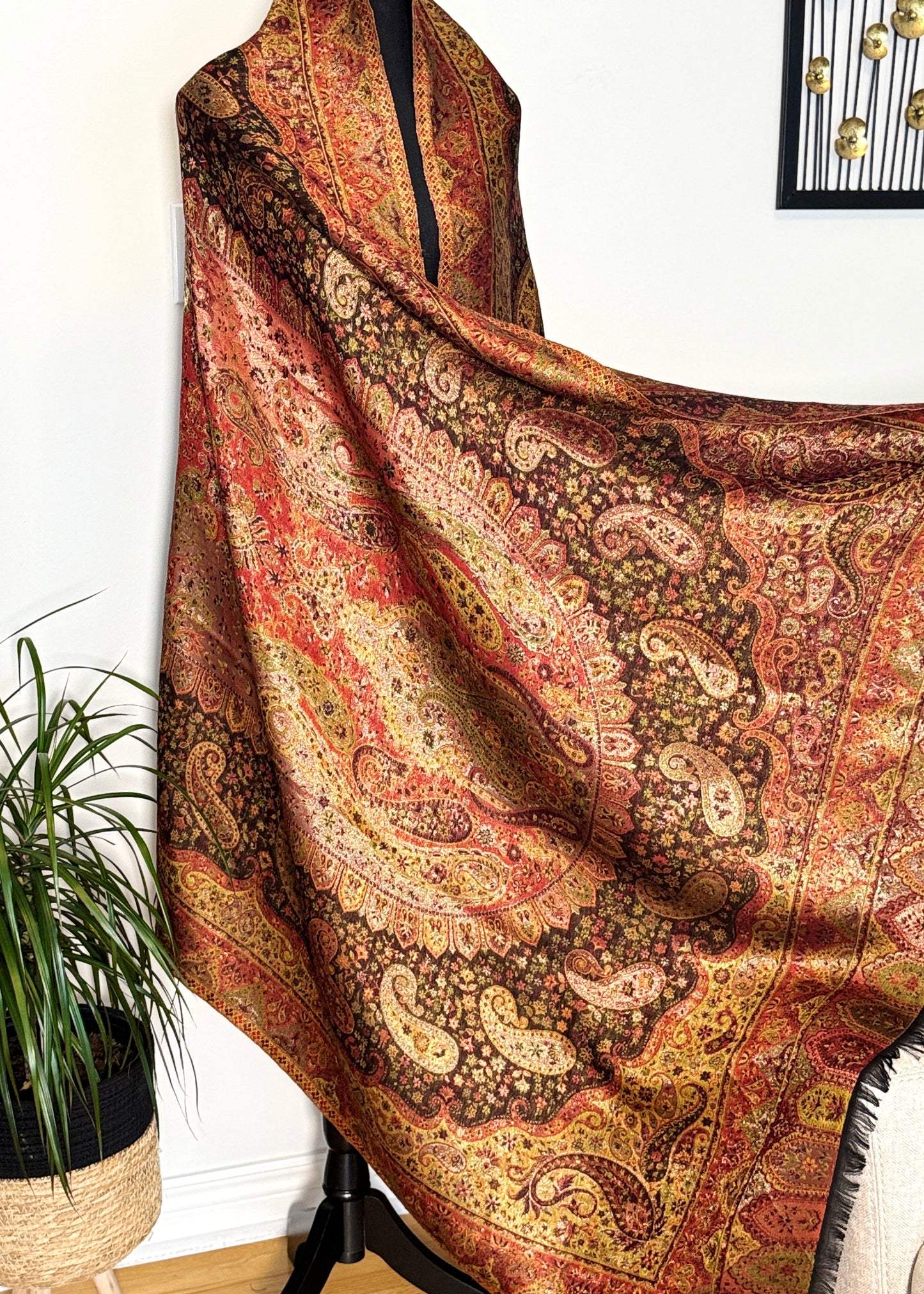 Reversible moonlight kani silk shawl