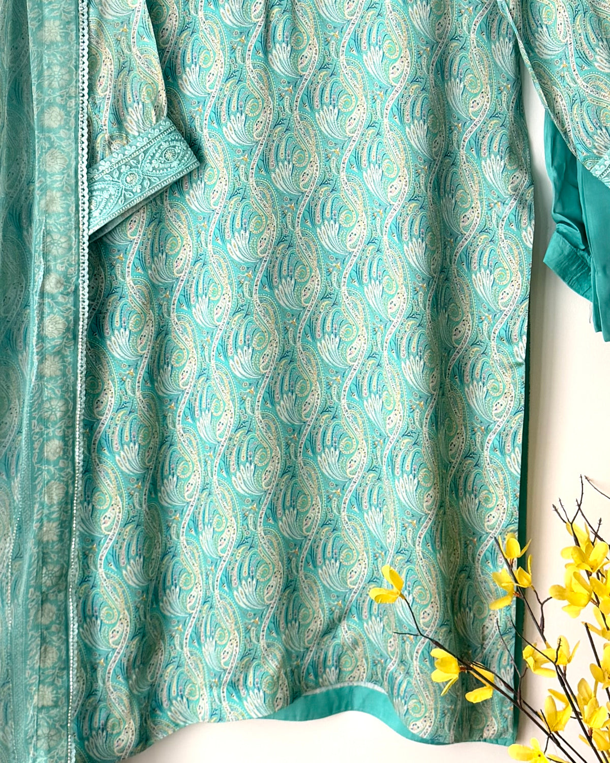 Printed crepe silk suit