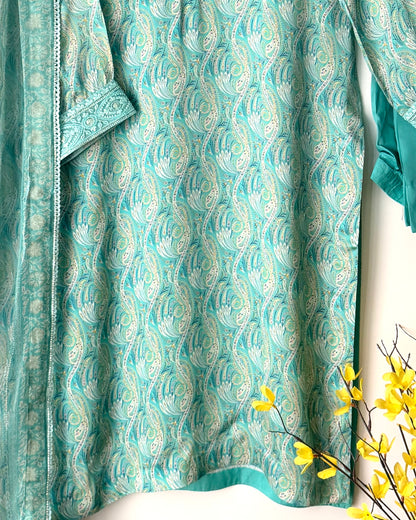 Printed crepe silk suit