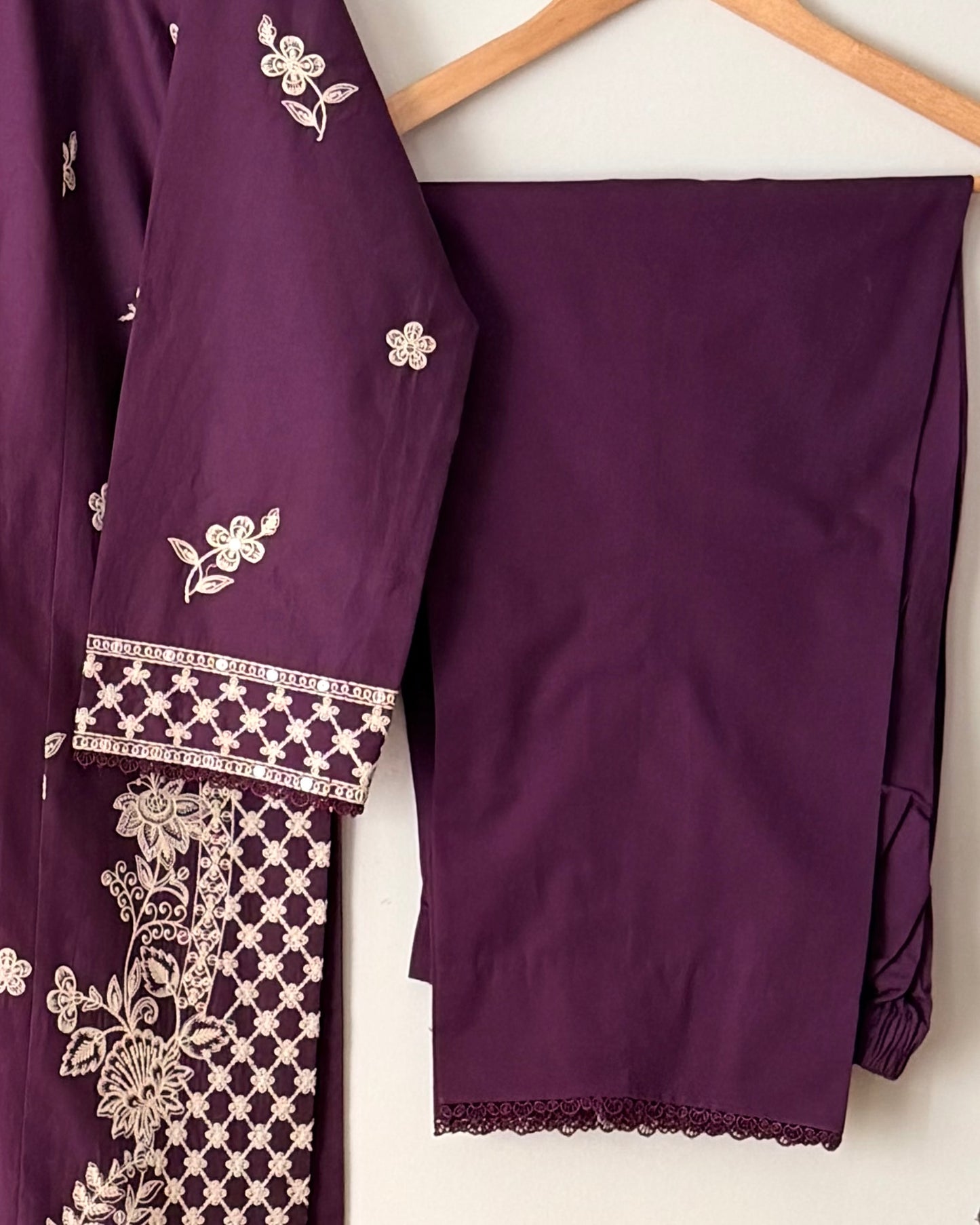 Embroidered lawn suit - Cross stitch