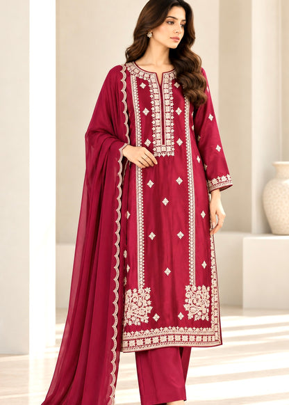Ruby - Embroidered Sheesha silk