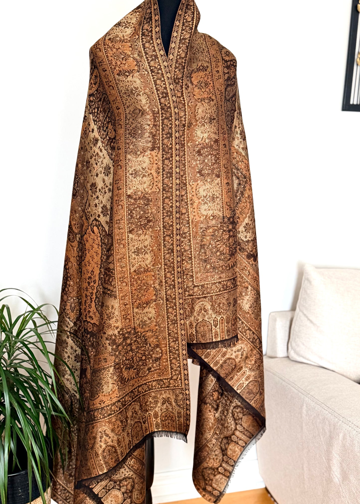 Reversible kani silk shawl