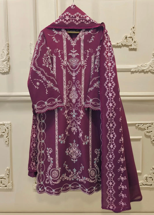 Lawn embroidered suit- Agha Noor