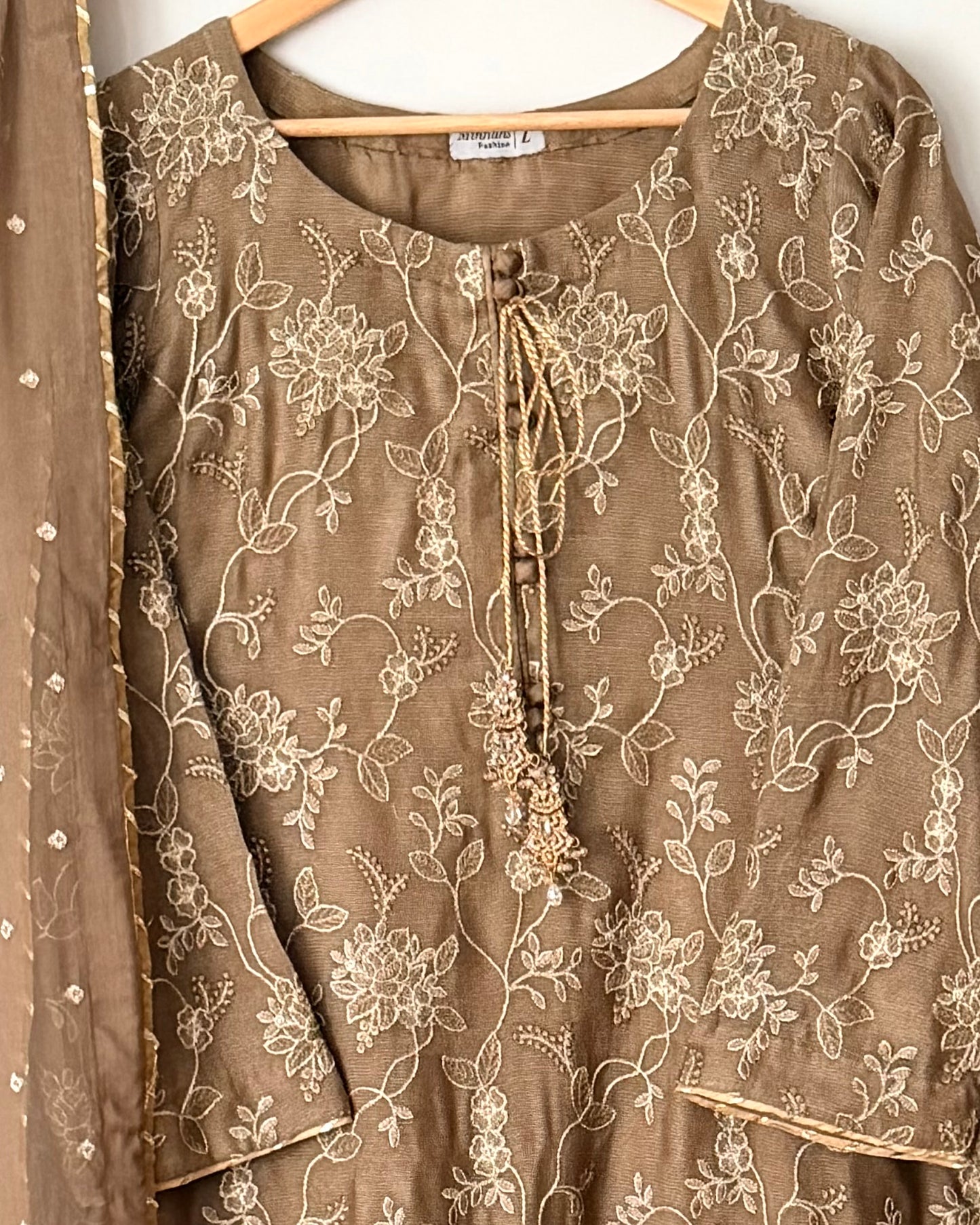 Zareen - Embroidered khaadi net