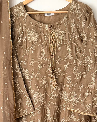 Zareen - Embroidered khaadi net