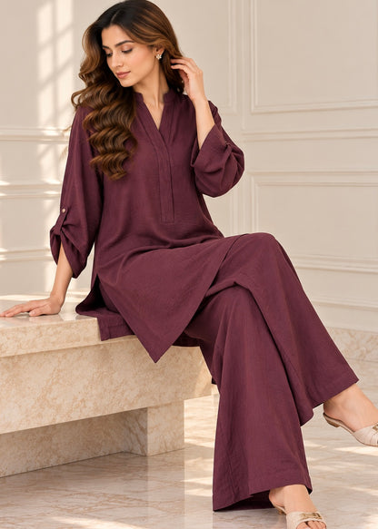 Cloud textured drape - Burgundy