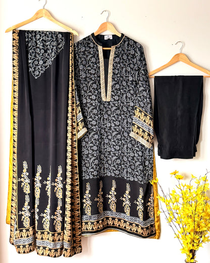 Noor -e- silk(E)- Block printed Korean shamoze