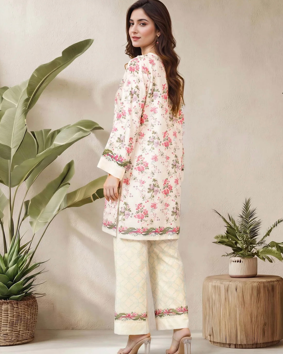 Silk embellished coord set
